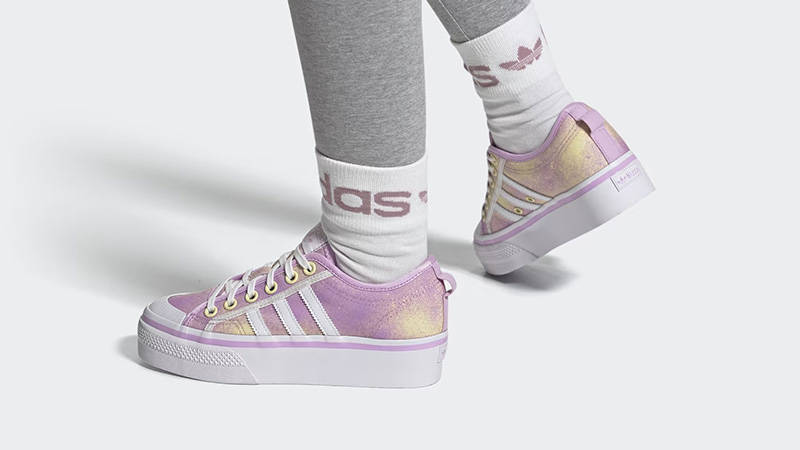 adidas gazelle silver green womens Shop Pink, White Girls adidas Nizza High Top Platform Lace Up Sneakers (Big  Kid) – Shoebacca main image 1