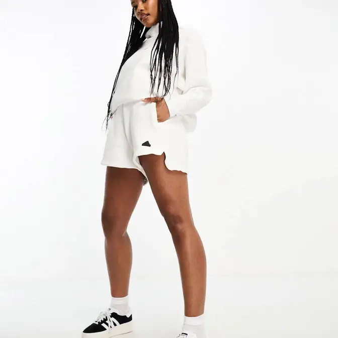 adidas climacool X Jenna Ortega High Rise Stretch Shorts Logo White Full Image