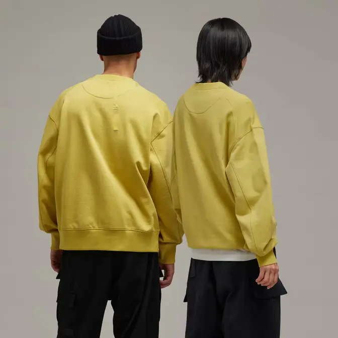 adidas Y-3 Organic Cotton Terry Crew Sweatshirt Blanch Yellow Backside