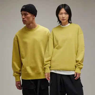 adidas Y-3 Organic Cotton Terry Crew Sweatshirt Blanch Yellow Feature