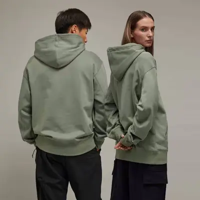 adidas core Y-3 Organic Cotton Terry Hoodie Stone Green Backside