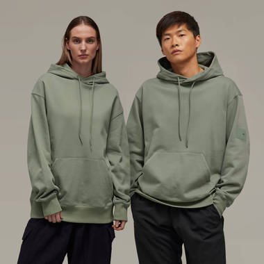adidas y 3 organic cotton terry hoodie stone green feature w380 h380