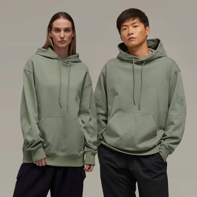 adidas core Y-3 Organic Cotton Terry Hoodie Stone Green Feature