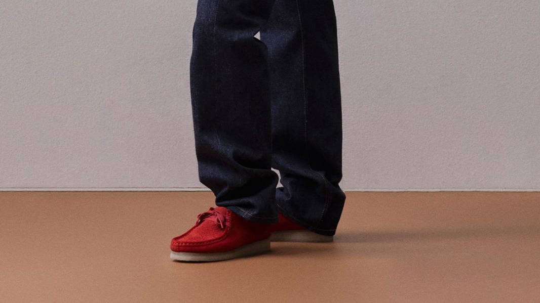 Danielle Cathari x Clarks Originals Wallabee Red 26172729 on feet
