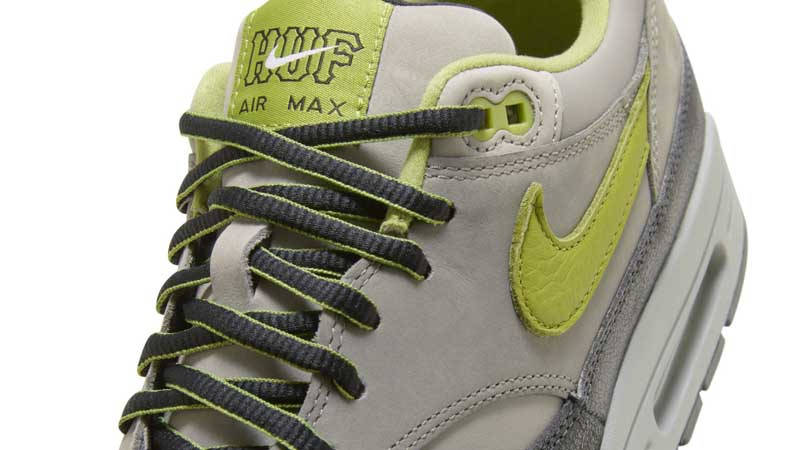 HUF x Nike Air Max 1 Grey Green Side Closeup