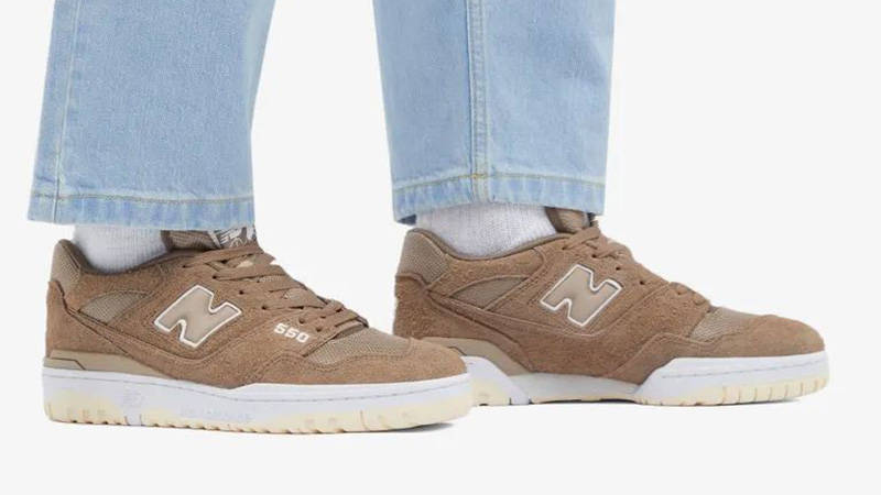 New Balance 550 Mushroom on foot