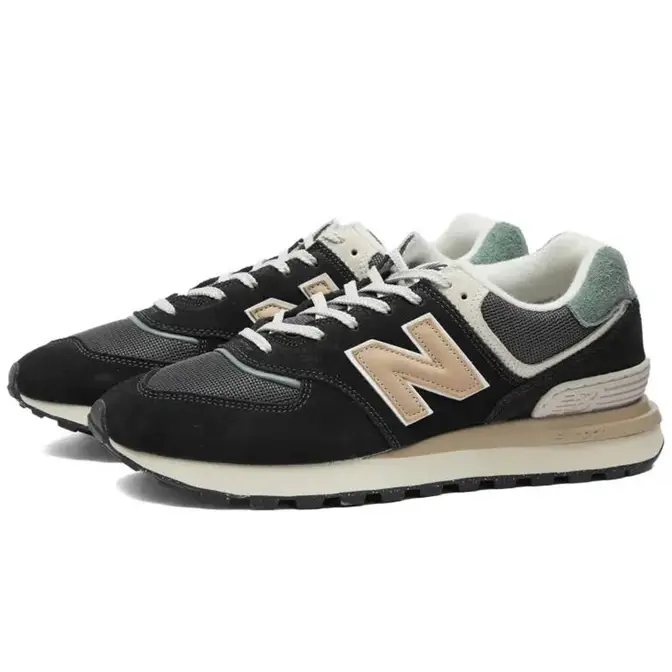 New balance 574 nb black grey suede men unisex casual lifestyle shoes ml574eve-d Green front