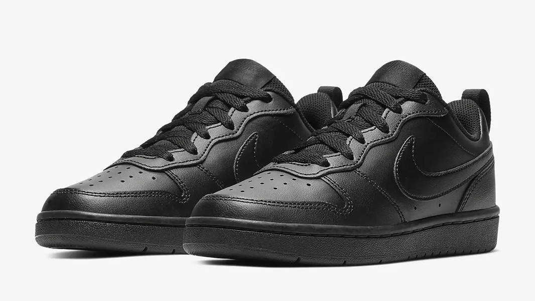 Nike Court Borough Low 2 GS Triple Black BQ5448-001 Front