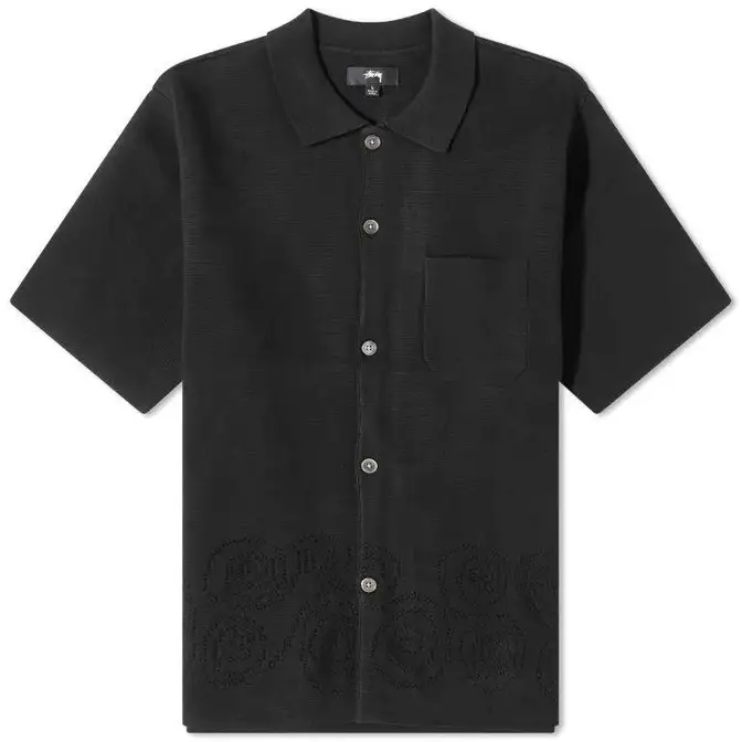 Stussy Perforated Swirl Knit Shirt Black Feature