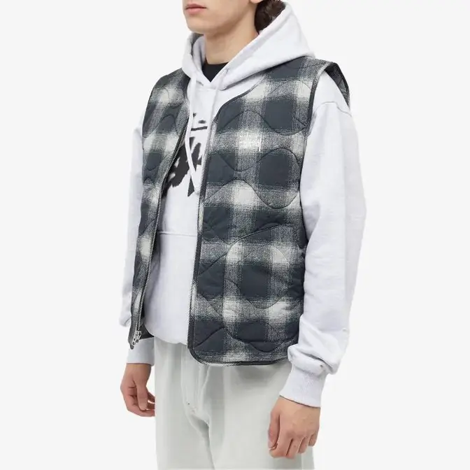 Stussy Plaid Nylon Liner Vest Black front