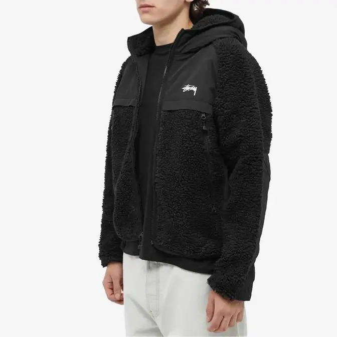 Stüssy Sherpa Paneled Hooded Jacket | Where To Buy | 118530-blac | The ...