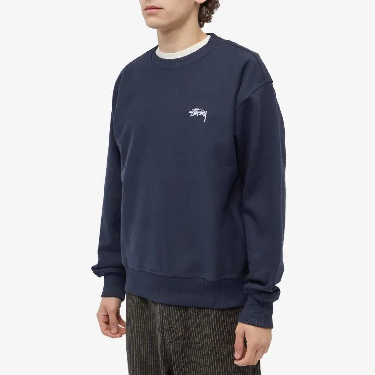 Stussy Clothing Store Shop Merch Stock Logo Zip Up Pullover Sweatshirt Navy  Apparel - Teebreat