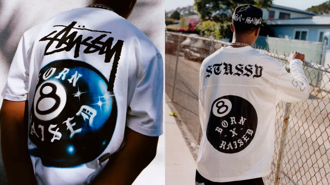 Stussy Born x Raised 8 Ball Tee White L-