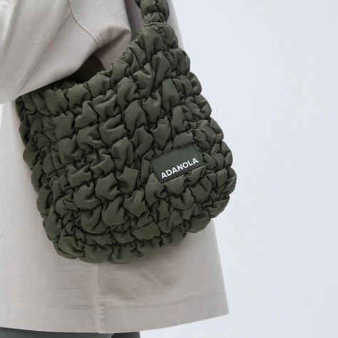 Adanola Textured Shoulder Bag Khaki Green Front