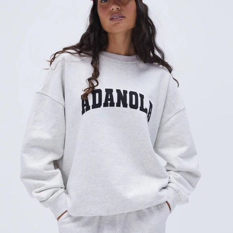Adanola Varsity Oversized Sweatshirt Light Grey Melange Feature