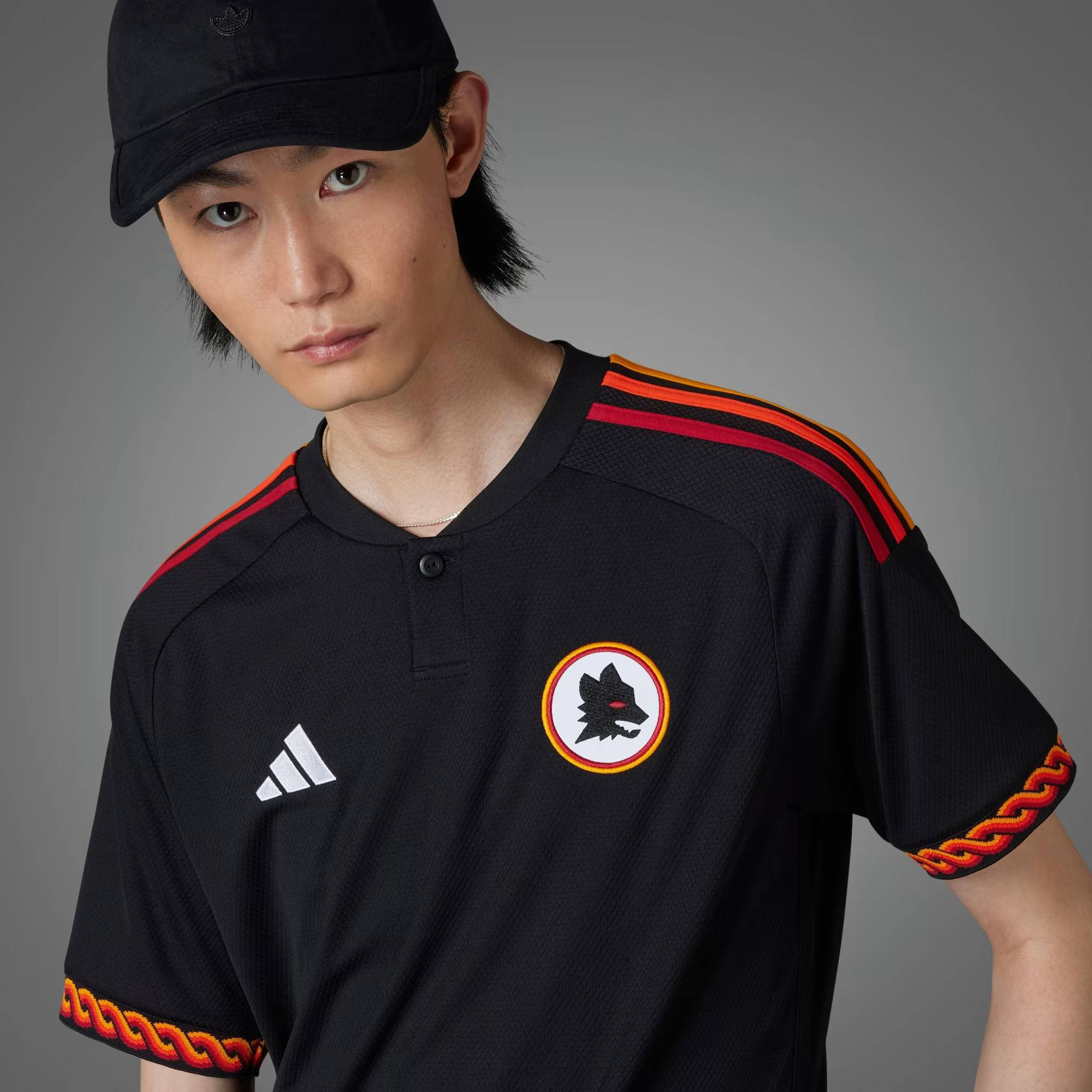 adidas AS Roma-23-24 Third Jersey Black Front