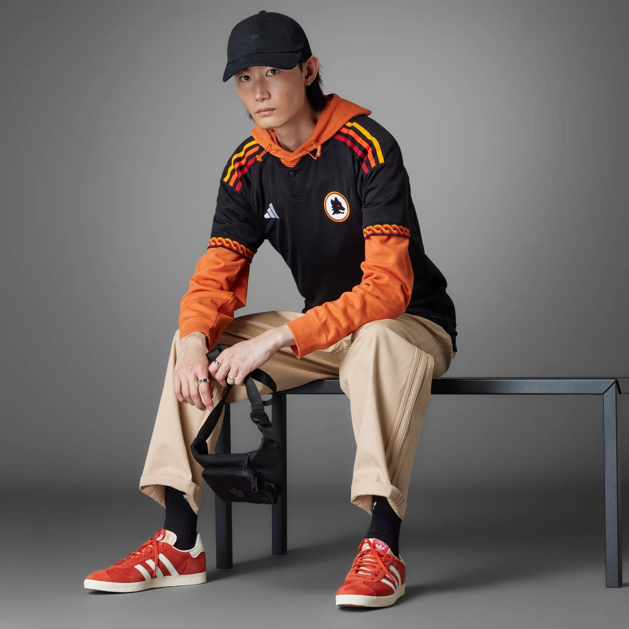 adidas AS Roma-23-24 Third Jersey Black Full Image Tilt