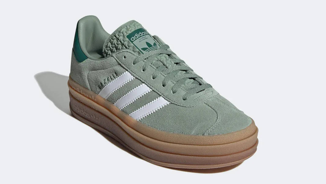 adidas Gazelle Bold Silver Green White ID6998 Front