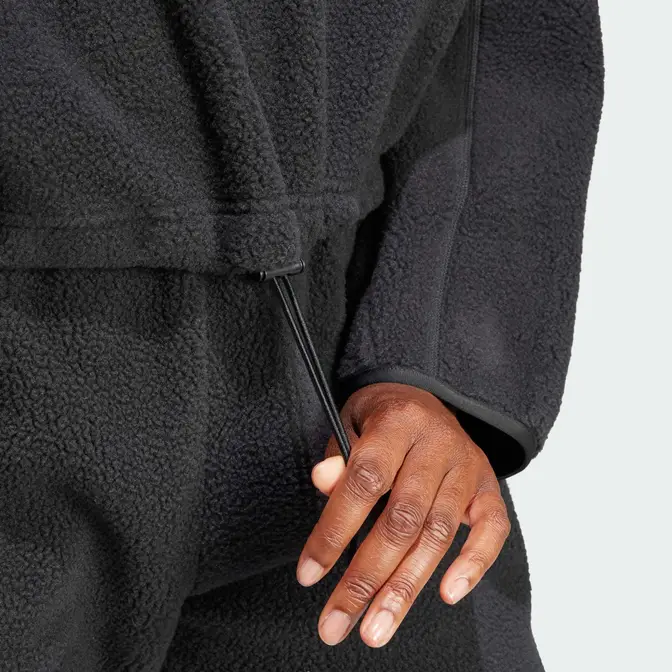 adidas Tiro Half-Zip Fleece Sweatshirt Black Closeup