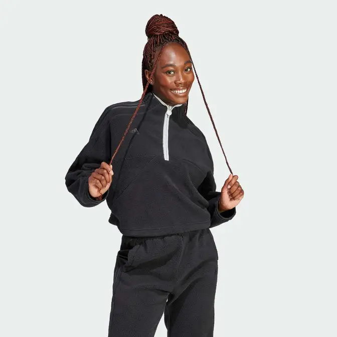 adidas Tiro Half-Zip Fleece Sweatshirt Black Front