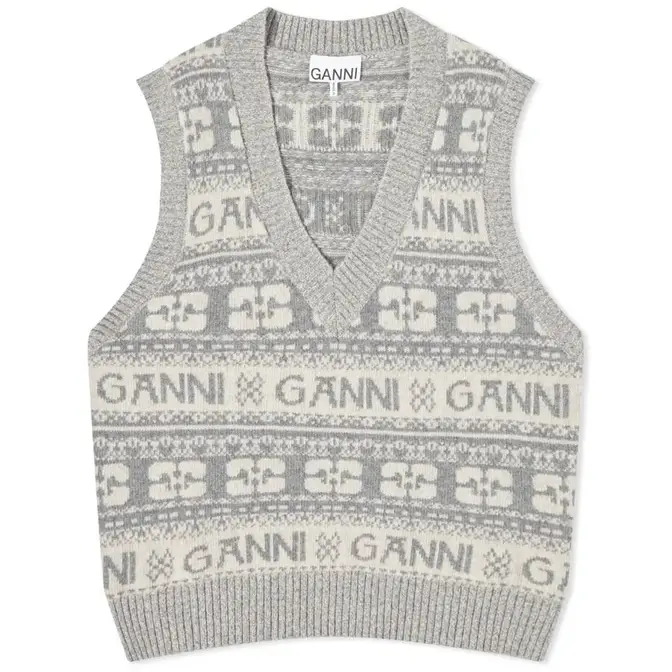 GANNI Logo Wool Mix Vest | Where To Buy | k2036-523 | The Sole