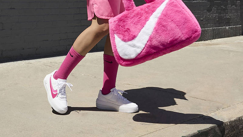 Nike Air Force 1 PLT AF ORM White Fireberry on foot side