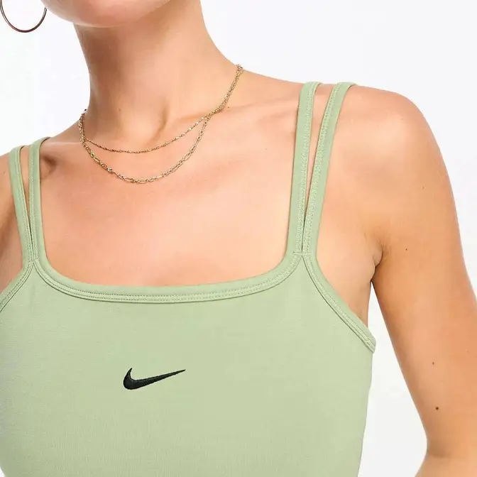 Nike Mini Swoosh Cami Bodysuit Oil Green Front
