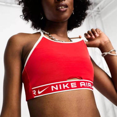 nike training indy dri fit mesh bra red front w380 h380