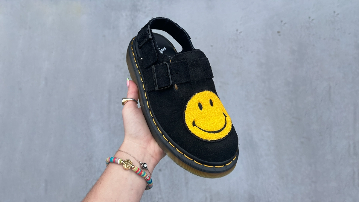 Smiley x Dr. Martens Jorge Suede Mules Black Yellow