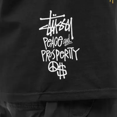 Stüssy Peace Prosperity T-Shirt Black Closeup