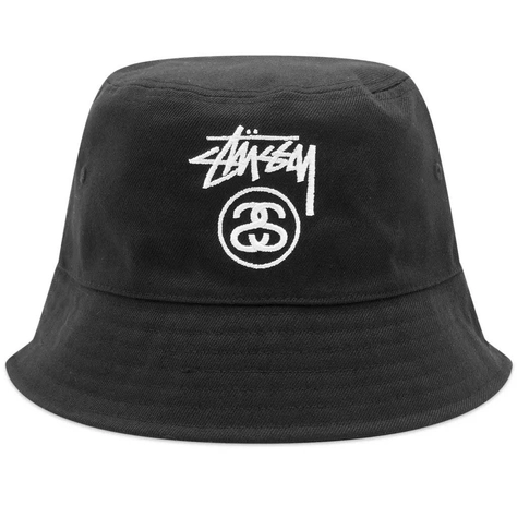 Stüssy Stock Logo Bucket Hat don Black