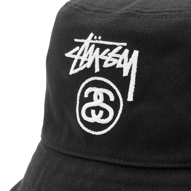 Stüssy Stock Logo Bucket Hat Closeup