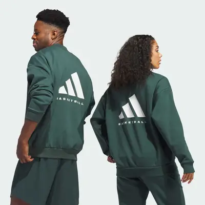 adidas Basketball Crew Sweatshirt Mineral Green Back