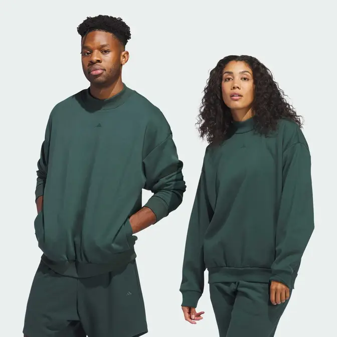adidas Basketball Crew Sweatshirt Mineral Green Front