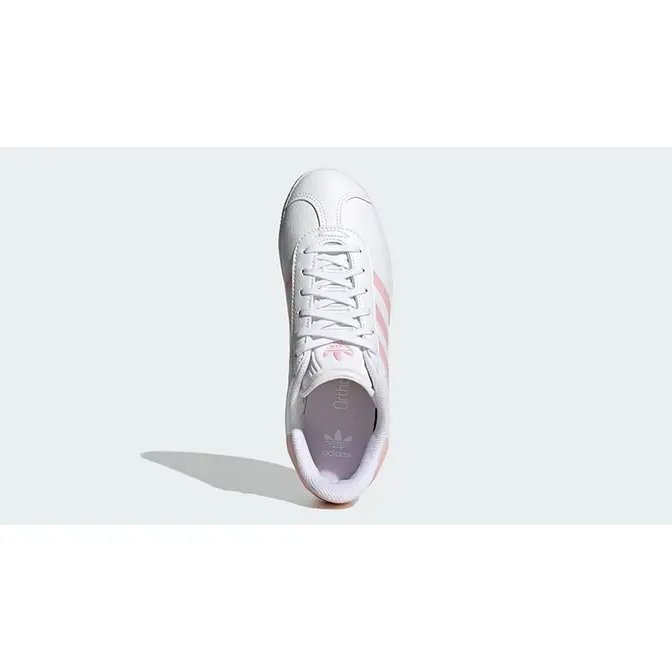 Gazelle white outlet with pink stripes