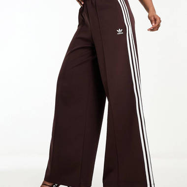 adidas originals three stripe wide leg trousers shadow brown feature w380 h380