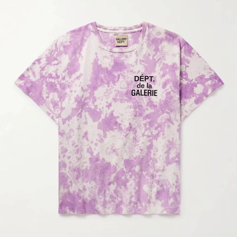 Gallery Dept. Tie-Dyed Logo-Print Cotton-Blend Jersey T-Shirt Purple Feature