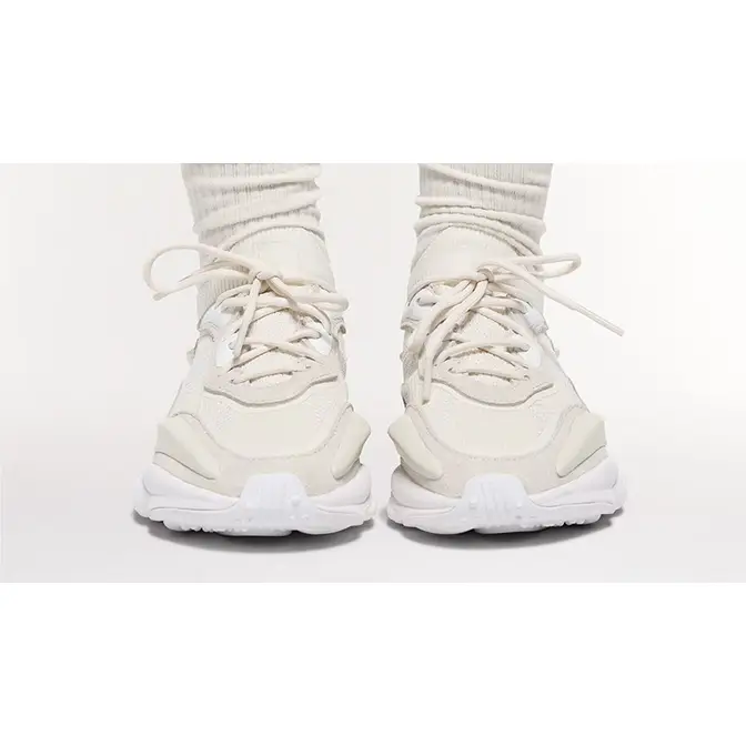 IVY PARK x adidas Knit Ozweego Cream White on foot