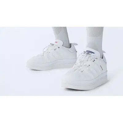 Moncler x adidas Campus Core White IG7865 on feet