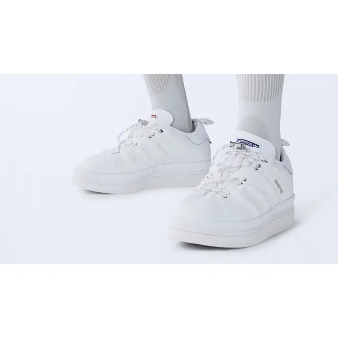 Moncler x adidas Campus Core White IG7865 on feet