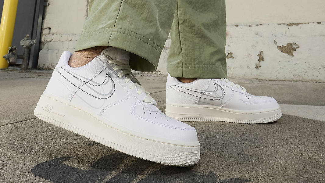 Nike Air Force 1 Low Multi-Swoosh White Sail FV0951-100 on feet