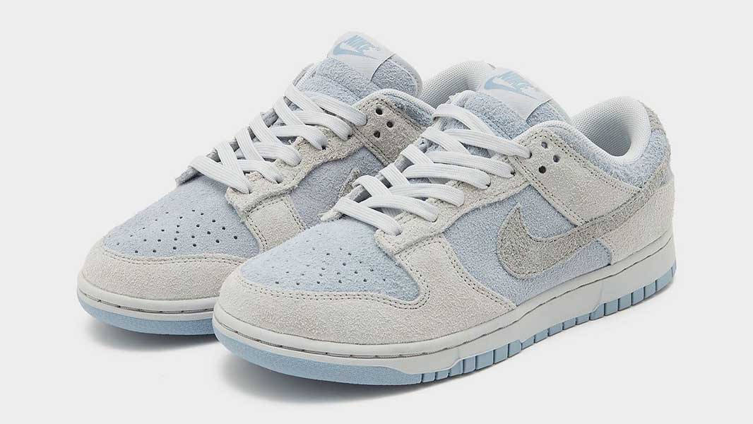 Nike Dunk Low Grey Blue Hairy Suede Front