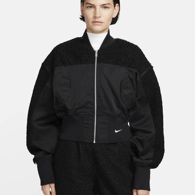 nike sportswear collection high pile fleece bomber jacket black feature w380 h380
