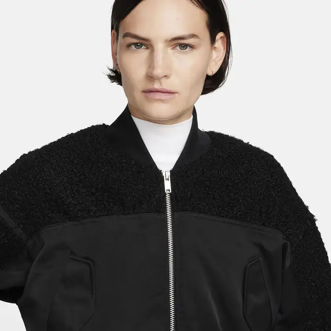 Nike Sportswear Collection High-Pile Fleece Bomber Jacket Black Front