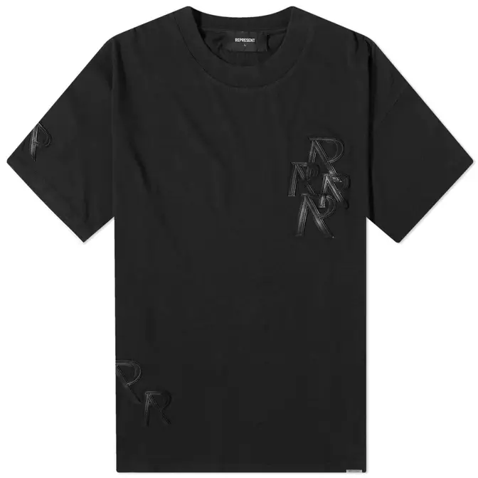 Represent Applique Initial T-Shirt Off Black Feature