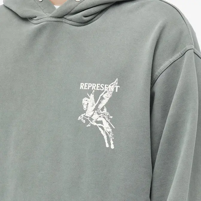 Represent Power And Speed Hoodie Olive Logo