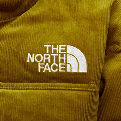 barbour patch pocket shirt jacket item 1992 Reversible Nuptse Jacket Sulphur Moss Closeup
