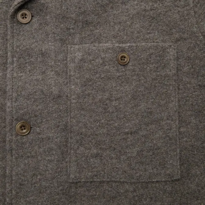 Uniqlo Fleece Jersey Overshirt Brown Pocket Closeup