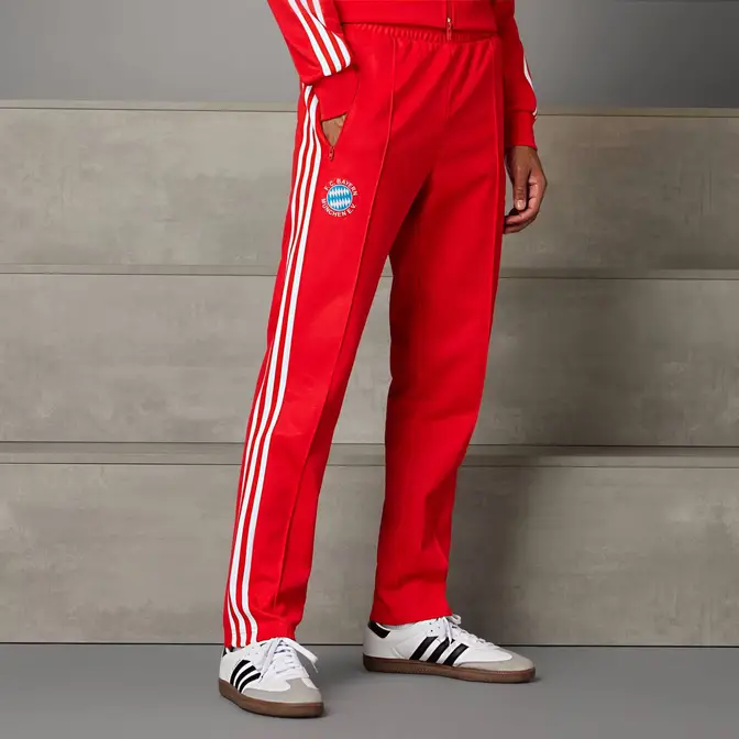 adidas FC Bayern Beckenbauer Tracksuit Bottoms Red Feature