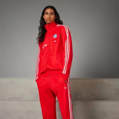 adidas FC Bayern Beckenbauer Tracksuit Bottoms Red Front